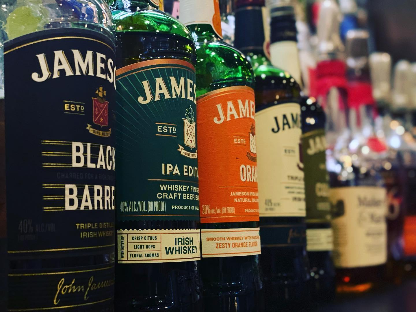 Rows of Jameson Irish whiskey bottles behind the Porter Cullens bar